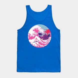 Spaceman surfing The pink great wave Tank Top